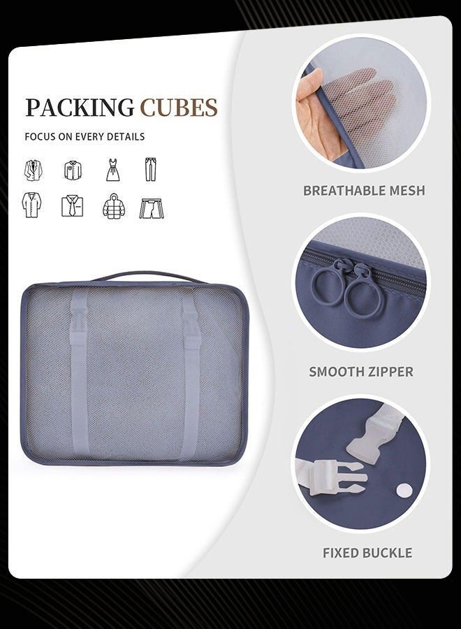 Joychic 8 Piece Travel and Business Trip Packing Cubes for Suitcases Lightweight Trip Essential Saving Space Storage Bag Set with Toiletries Bag for Clothes Shoes Cosmetics Toiletries Navy Blue - Image 4