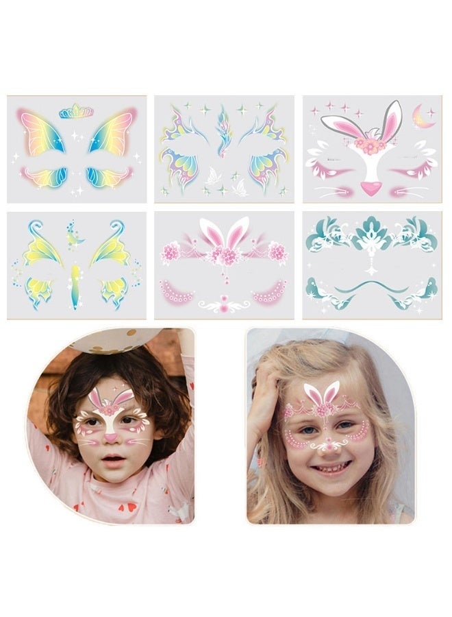 GlamKit Animal Temporary Face Tattoo for Kids 6 Pack Animal Fake Face Tattoos for Boys and Girls Kids Face Painting Stickers, Birthday Festival Makeup Stickers Party Gifts - Image 1