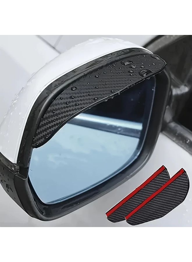 2pcs Thickened Carbon Fiber Rearview Mirror Rain Shield Rain Eyebrow Protector - Image 1