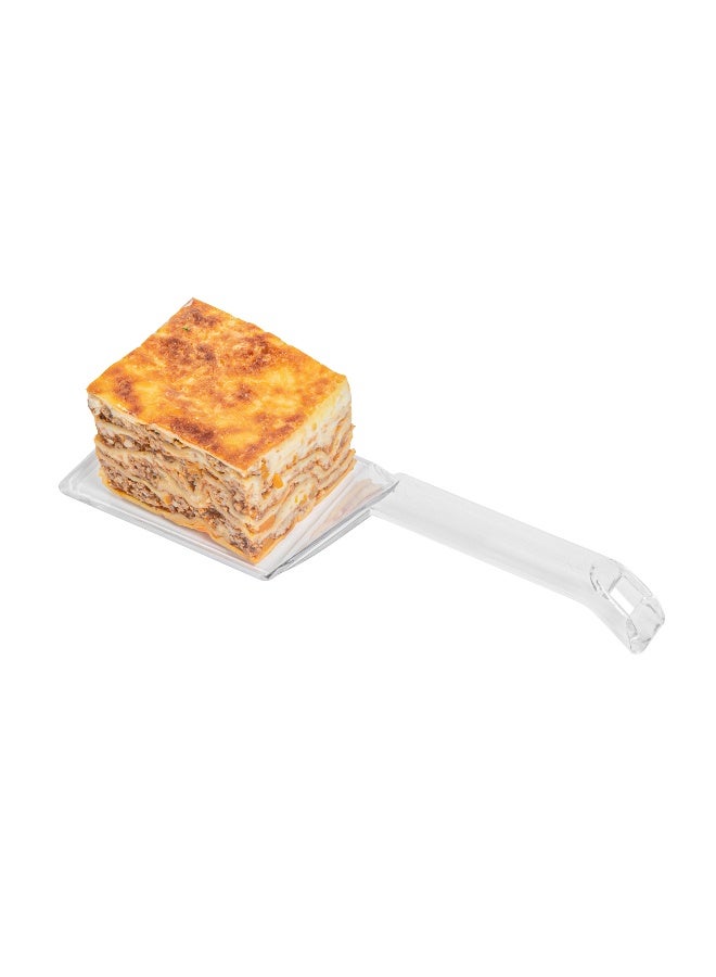 Restaurantware Cater Tek 10 Inch Serving Spatulas, 100 Disposable Serving Utensils - Heavy-Duty, Wide Edge, Clear Plastic Lasagna Spatulas, With Handle, For Brownies, Cakes, And Eggs  - Image 2