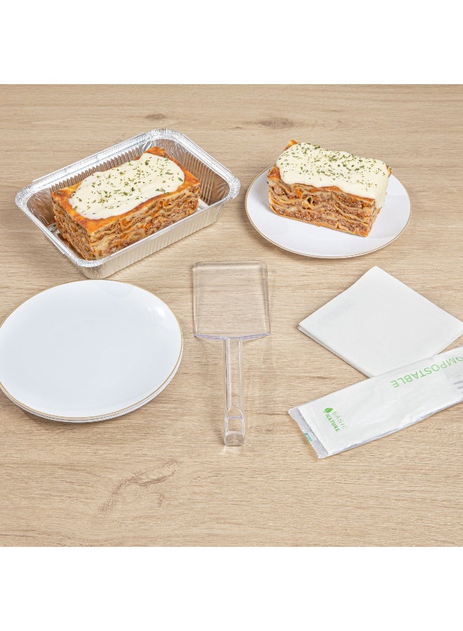 Restaurantware Cater Tek 10 Inch Serving Spatulas, 100 Disposable Serving Utensils - Heavy-Duty, Wide Edge, Clear Plastic Lasagna Spatulas, With Handle, For Brownies, Cakes, And Eggs  - Image 3