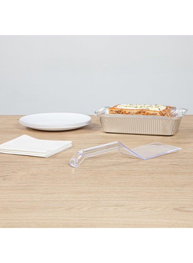 Restaurantware Cater Tek 10 Inch Serving Spatulas, 100 Disposable Serving Utensils - Heavy-Duty, Wide Edge, Clear Plastic Lasagna Spatulas, With Handle, For Brownies, Cakes, And Eggs  - Image 4