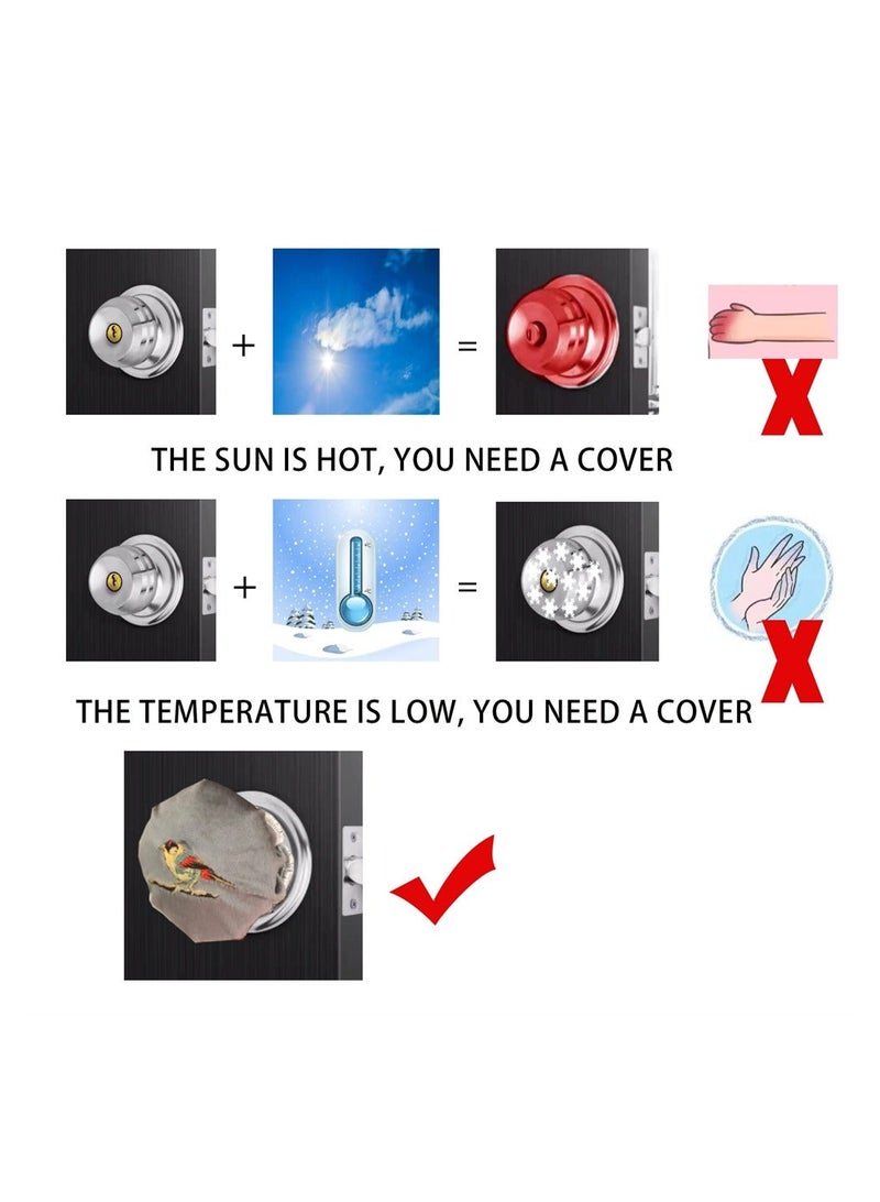 شو وو Door Handle Covers, 2Pcs Grey Knob Covers with Bird Embroidered, Anti-Static Safety Protector, Soft Velvet Wall Decorative Cushion Not to Dent Applicances - Image 5