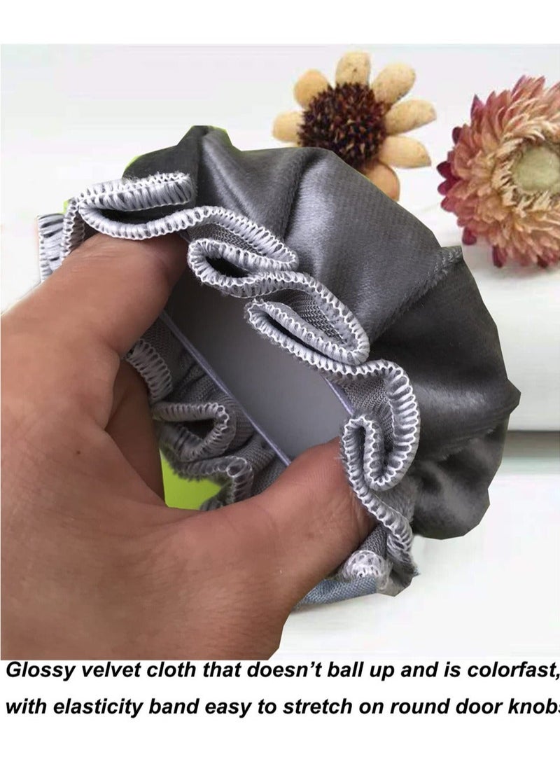 شو وو Door Handle Covers, 2Pcs Grey Knob Covers with Bird Embroidered, Anti-Static Safety Protector, Soft Velvet Wall Decorative Cushion Not to Dent Applicances - Image 3