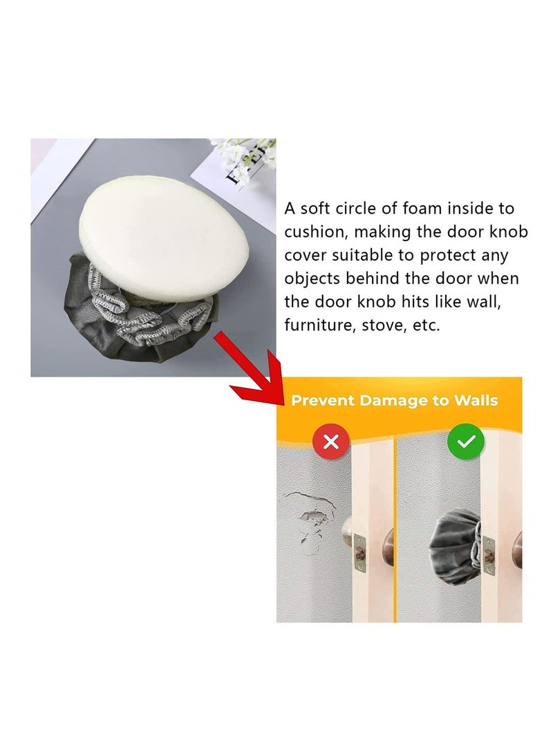 شو وو Door Handle Covers, 2Pcs Grey Knob Covers with Bird Embroidered, Anti-Static Safety Protector, Soft Velvet Wall Decorative Cushion Not to Dent Applicances - Image 4