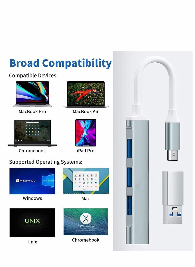 Generic - USB C Hub, 4-Port USB C adapter with 3.0 and 2.0 port USB Extender Splitter for Mac Pro/mini, for Surface Pro, Desktop Computer PC, Notebook PC, Mobile HDD, etc. Extension, Type-C Docking Station - Image 1