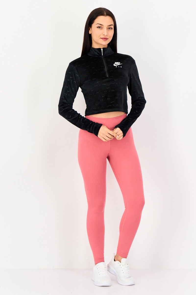 Nike بلوزة رياضية نسائية بأكمام طويلة وسحاب ربع، خارجية، سوداء - Image 4