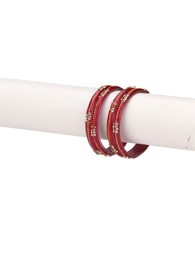 1st Time Modern Bangles/Kada Set- Perfect For Party, Wedding, Celebrations And Functions, Combo Of 2 Set, Each Set In Set 4 Bangles, Mahroon And Red- B127 - Image 4