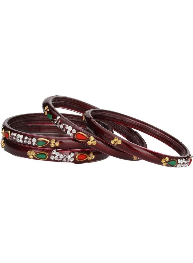 1st Time Modern Bangles/Kada Set- Perfect For Party, Wedding, Celebrations And Functions, Combo Of 2 Set, Each Set In Set 4 Bangles, Mahroon And Red- B127 - Image 3