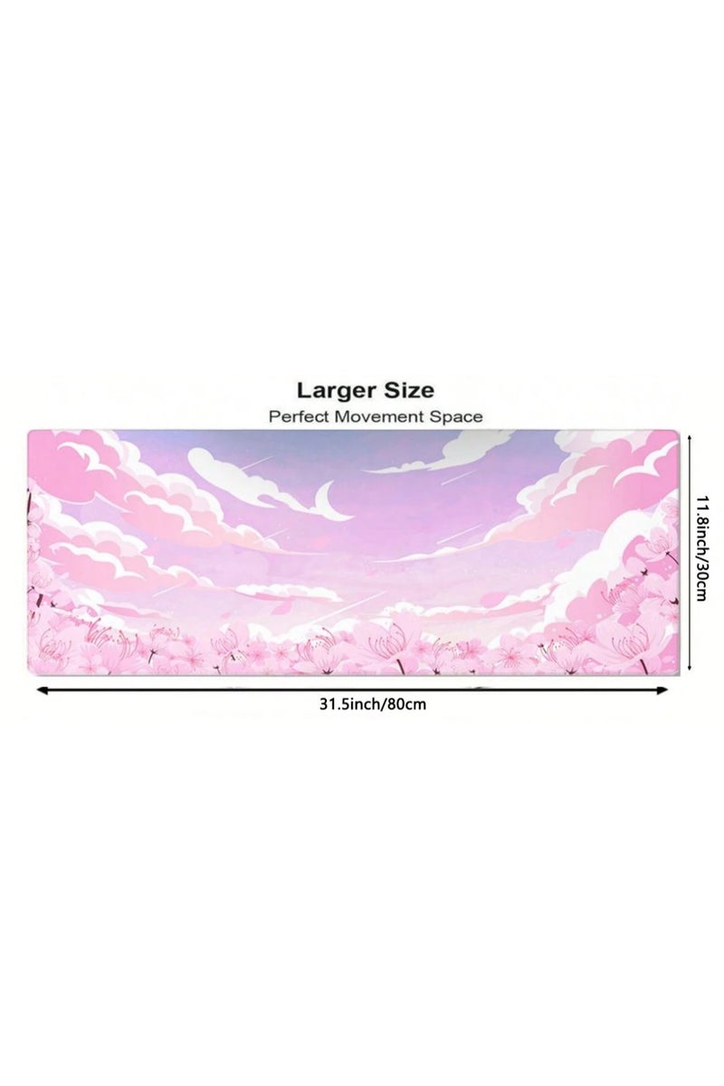 Pink Cloudy Landscape Mouse Pad with Non-Slip Rubber Base, 800x300mm - Image 5