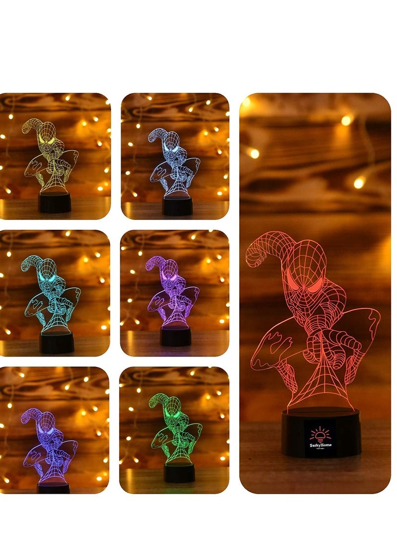 الثقة كي - مصابيح ليلية 3 في 1-3D للأطفال 7 ألوان - مصباح وهمي LED ثلاثي الأبعاد مع جهاز تحكم عن بعد - مصباح طاولة لغرفة النوم - سبايدرمان - كابتن أمريكا - أيرون مان - - Image 1