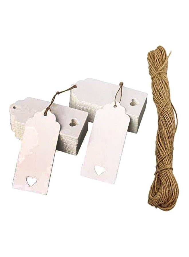 200-Pieces Craft Paper Gift Tags With Natural Jute Twine White/Brown - Image 1