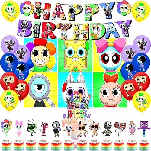 Lemoneon Birthday Party Decorations Supplies Happy Birthday Banner Cake Cupcake Toppers Balloons Background - Image 1