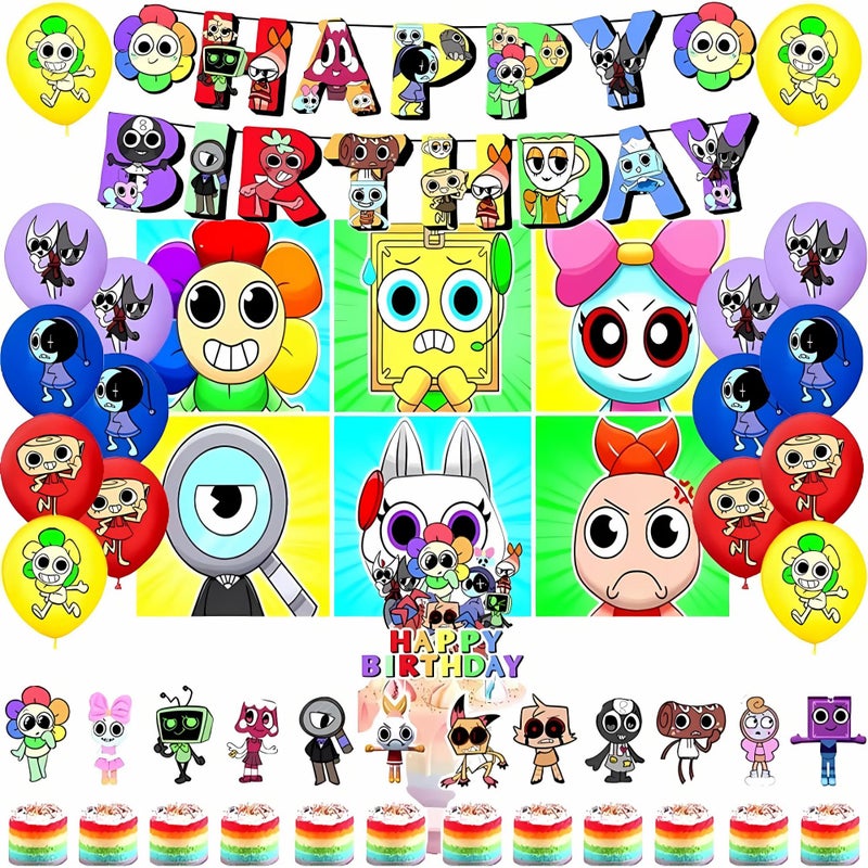 Lemoneon Birthday Party Decorations Supplies Happy Birthday Banner Cake Cupcake Toppers Balloons Background - Image 2