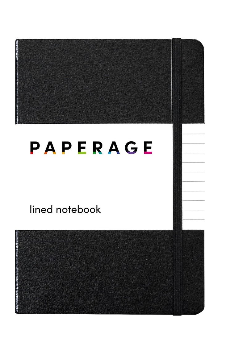 PAPERAGE - PAPERAGE Lined Journal Notebook, (Black), 160 Pages, Medium 5.7 inches x 8 inches - 100 GSM Thick Paper, Hardcover - Image 1