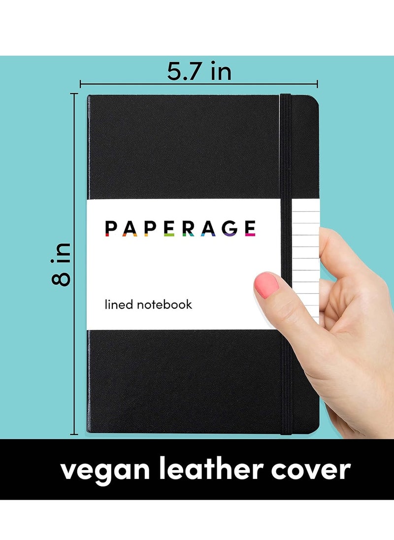 PAPERAGE - PAPERAGE Lined Journal Notebook, (Black), 160 Pages, Medium 5.7 inches x 8 inches - 100 GSM Thick Paper, Hardcover - Image 1