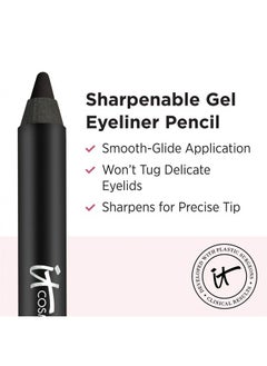 Superhero No-Tug Gel Eyeliner, Super Black - Intense Ultra-Black - Waterproof, Blendable Formula - Sharpenable Pencil - 0.042 oz