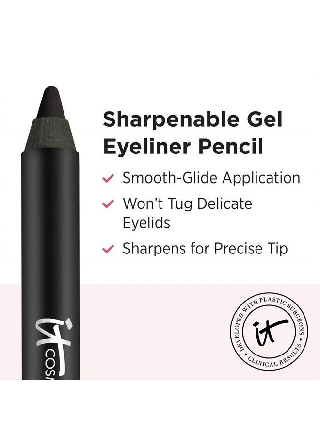 IT COSMETICS - Superhero No-Tug Gel Eyeliner, Super Black - Intense Ultra-Black - Waterproof, Blendable Formula - Sharpenable Pencil - 0.042 oz - Image 1
