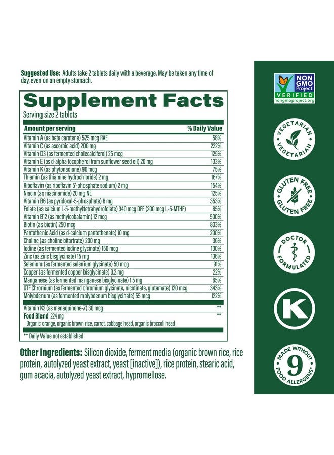 MegaFood Men's 40+ Advanced Multivitamin for Men - Dr-Formulated - Choline, Vitamin B, Vitamin C, Vitamin D, Zinc & Real Food - Brain Health, Immune Support - Vegetarian - 120 Tabs (60 Servings) - Image 3