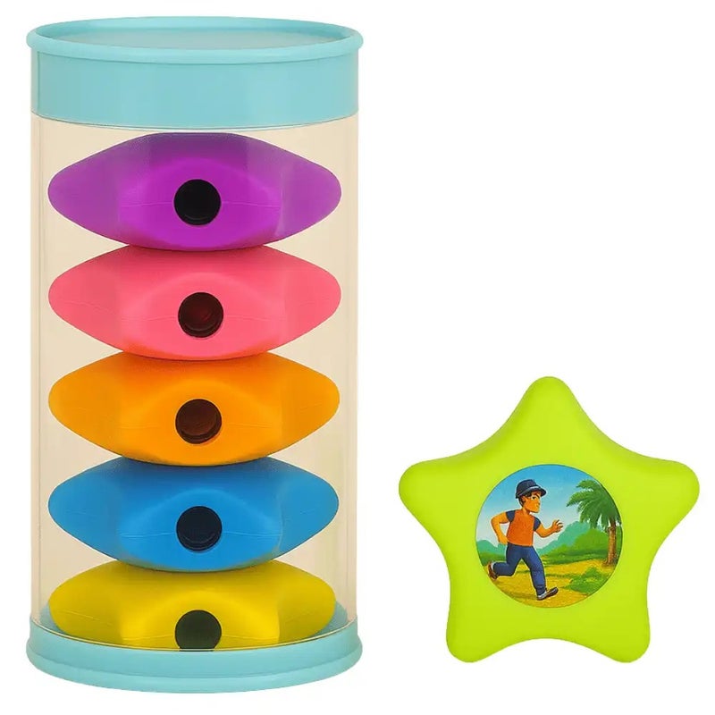 Star Shaped Dual Design Eraser And Sharpener For Kids Multi-Color- 6pcs