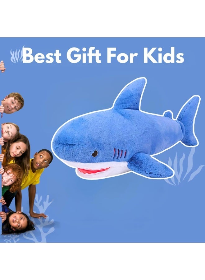 MAGIC VAULT وسادة دمية سمكة قرش ناعمة 50 سم – وسادة سمكة لطيفة للأطفال والبالغين – حيوان محشو مريح للمنزل أو السرير أو ديكور المكتب – وسادة هدية مريحة ودائمة - Image 5