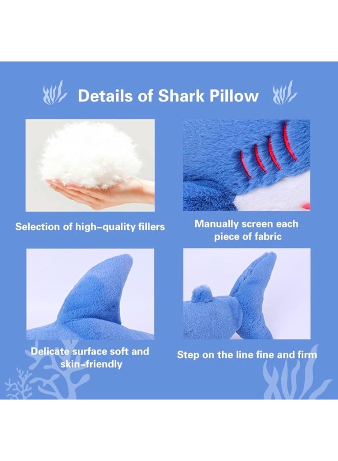 MAGIC VAULT وسادة دمية سمكة قرش ناعمة 50 سم – وسادة سمكة لطيفة للأطفال والبالغين – حيوان محشو مريح للمنزل أو السرير أو ديكور المكتب – وسادة هدية مريحة ودائمة - Image 2