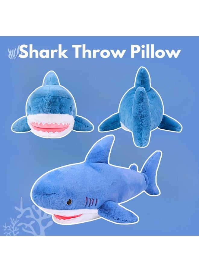 MAGIC VAULT وسادة دمية سمكة قرش ناعمة 50 سم – وسادة سمكة لطيفة للأطفال والبالغين – حيوان محشو مريح للمنزل أو السرير أو ديكور المكتب – وسادة هدية مريحة ودائمة - Image 3
