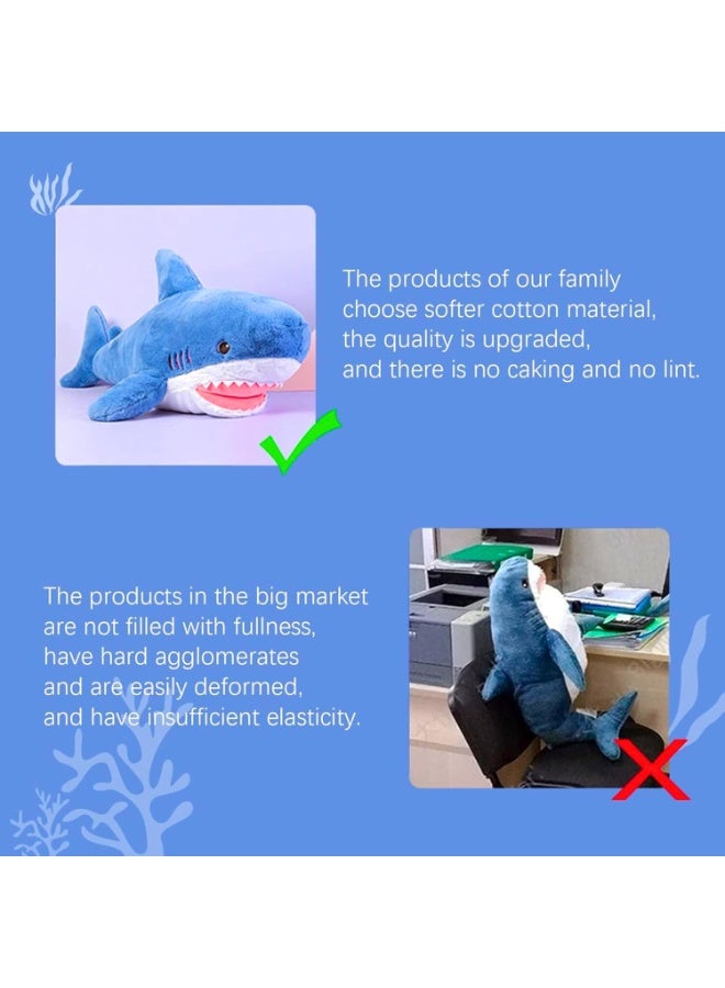 MAGIC VAULT وسادة دمية سمكة قرش ناعمة 50 سم – وسادة سمكة لطيفة للأطفال والبالغين – حيوان محشو مريح للمنزل أو السرير أو ديكور المكتب – وسادة هدية مريحة ودائمة - Image 4
