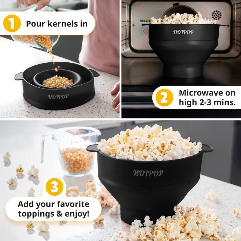 HOTPOP The Original Hotpop Microwave Popcorn Popper, Silicone Popcorn Maker, Collapsible Bowl BPA-Free and Dishwasher Safe- 20 Colors Available (Blue) - Image 3