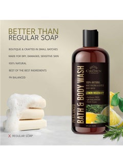 The Crown Choice Natural Body Wash for Women, Men & Kids - Organic Lemon Rosemary - 12oz pH 5.5-Best pH Balance-Liquid Soap for All Skin Types-Moisturizing Sulfate & Chemical Free Shower / Bath Liquid Gel (1 PK)  - Image 2