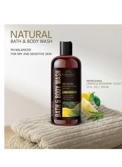 The Crown Choice Natural Body Wash for Women, Men & Kids - Organic Lemon Rosemary - 12oz pH 5.5-Best pH Balance-Liquid Soap for All Skin Types-Moisturizing Sulfate & Chemical Free Shower / Bath Liquid Gel (1 PK)  - Image 4
