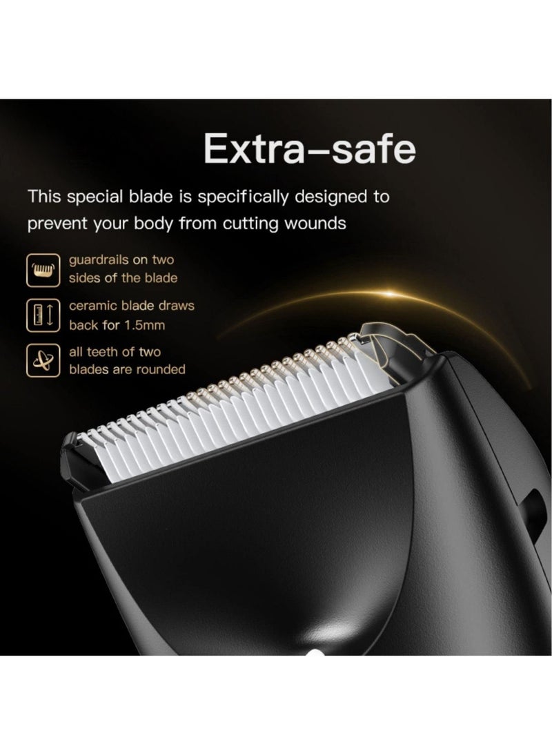 Excefore Electric Hair Clippers for Men, Waterproof Pubic Hair Trimmer with LED Display, Cordless Groin Body Hair Trimmer Kit, Professional Body Groomer and Beard Shaver with USB Recharge Dock(Black) - Image 5
