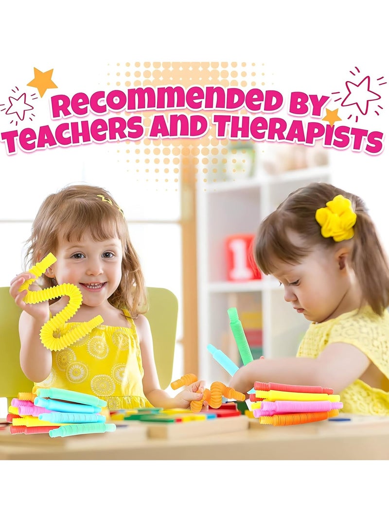 MAGIC VAULT 6 Pack Pop Tubes, Pop Tube Sensory Fidget Toy, Fine Motor Skills & Learning Toddler Toy, Stress Relief, Fun Pop Tubes, for Toddlers, Gift for Kids, Classroom Exchange Prizes - Image 2