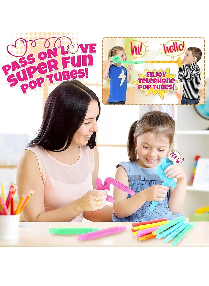 MAGIC VAULT 6 Pack Pop Tubes, Pop Tube Sensory Fidget Toy, Fine Motor Skills & Learning Toddler Toy, Stress Relief, Fun Pop Tubes, for Toddlers, Gift for Kids, Classroom Exchange Prizes - Image 3
