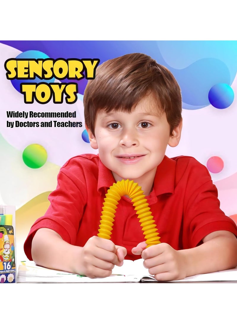 MAGIC VAULT 6 Pack Pop Tubes, Pop Tube Sensory Fidget Toy, Fine Motor Skills & Learning Toddler Toy, Stress Relief, Fun Pop Tubes, for Toddlers, Gift for Kids, Classroom Exchange Prizes - Image 4