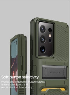 VRS Design Quick Stand Pro Case Cover for Samsung Galaxy S21 ULTRA with Kickstand - Green  - Image 3