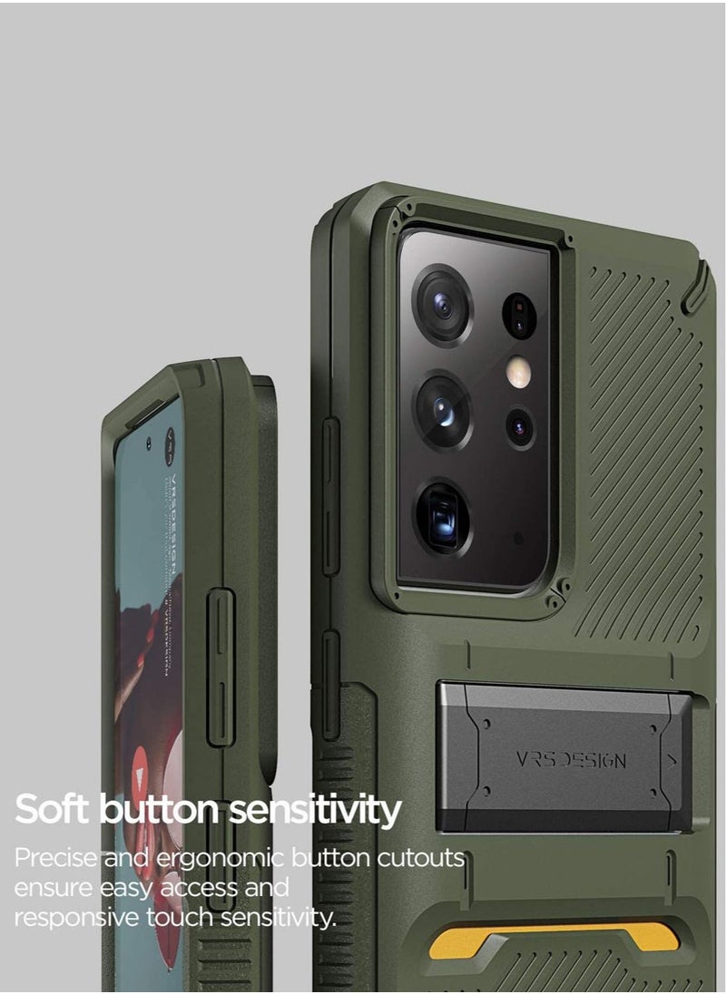 VRS Design Quick Stand Pro Case Cover for Samsung Galaxy S21 ULTRA with Kickstand - Green  - Image 3