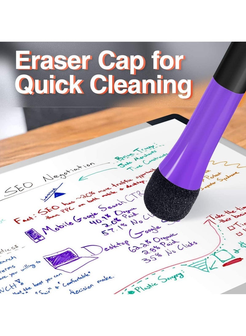 فوميمو اقلام تحديد مغناطيسية رفيعة قابلة للمسح الجاف للسبورة البيضاء مع غطاء ممحاة ، ذات رائحة خفيفة، للاطفال والمعلمين والمكاتب والمدرسة (12 لون)، متعدد الألوان - Image 4