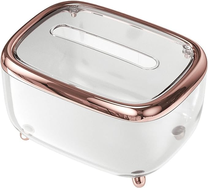 Brikipth Brikipth Modern Plastic Tissue Box Tissue Box Holder Simple Storage Box Fixed Lid Paper Organizer for Bathroom Kitchen Home Plastic Paper Towel Storage Box Tissue Storage Container ROSE GOLD - Image 1