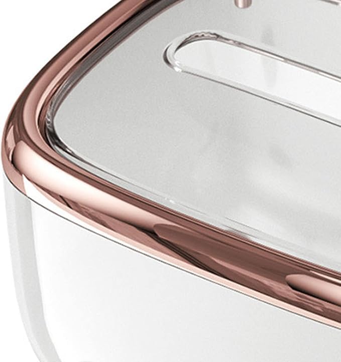 Brikipth Brikipth Modern Plastic Tissue Box Tissue Box Holder Simple Storage Box Fixed Lid Paper Organizer for Bathroom Kitchen Home Plastic Paper Towel Storage Box Tissue Storage Container ROSE GOLD - Image 4