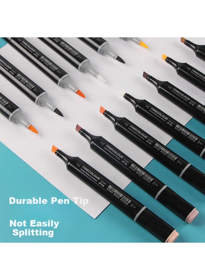 Finecolour 3Rd Generation Alcohol-Based Dual Tip Marker Set With Soft Tips For Students Custom Watercolor Pens Hand-Painted Design Skin Tone 24 Colors Transparent Pen Box Art Sketching - Image 3