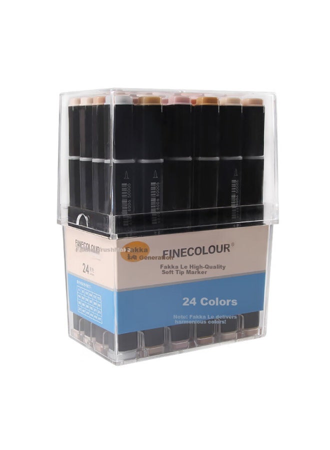 Finecolour 3Rd Generation Alcohol-Based Dual Tip Marker Set With Soft Tips For Students Custom Watercolor Pens Hand-Painted Design Skin Tone 24 Colors Transparent Pen Box Art Sketching - Image 5