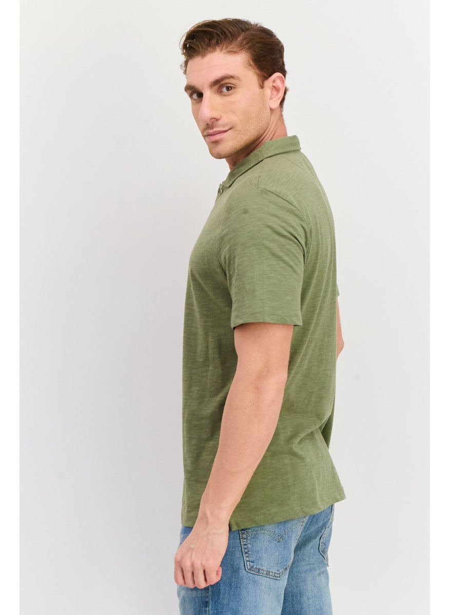 Project Essentials - Men Regular Fit Solid Short Sleeve Polo Shirt, Green - Image 1