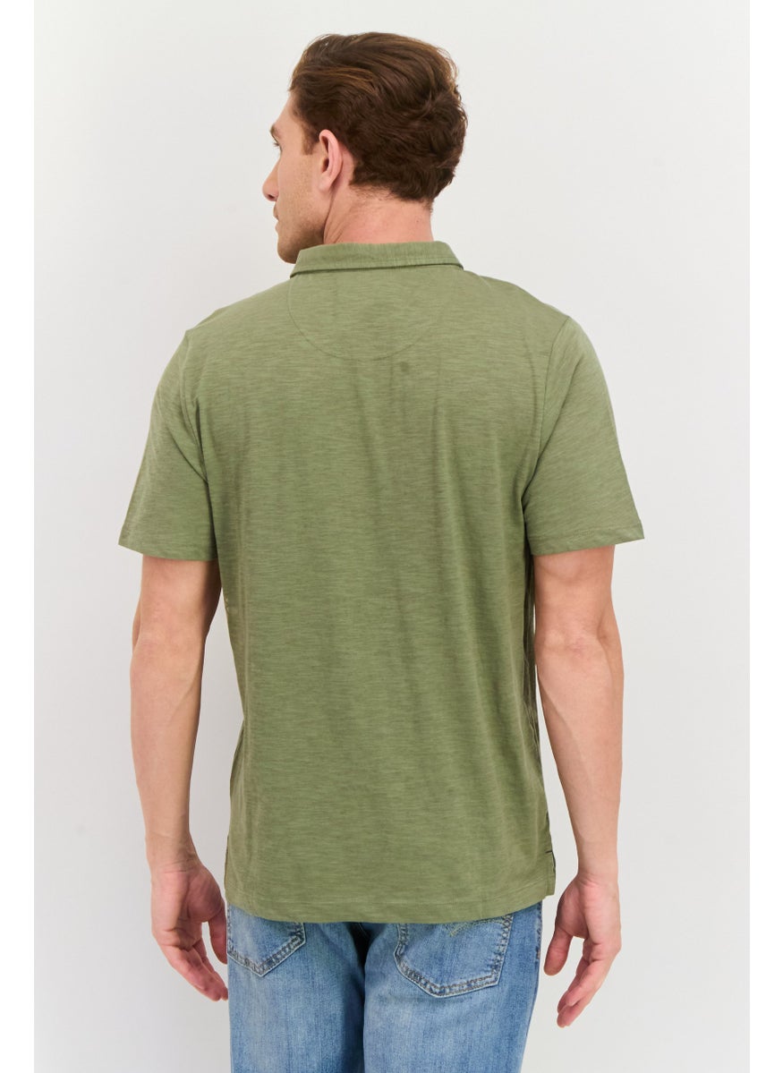 Project Essentials - Men Regular Fit Solid Short Sleeve Polo Shirt, Green - Image 1