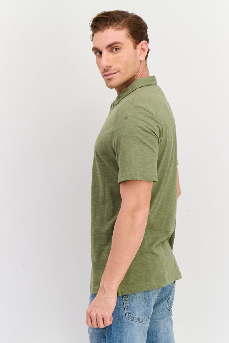 Project Essentials Men Regular Fit Solid Short Sleeve Polo Shirt, Green - Image 2