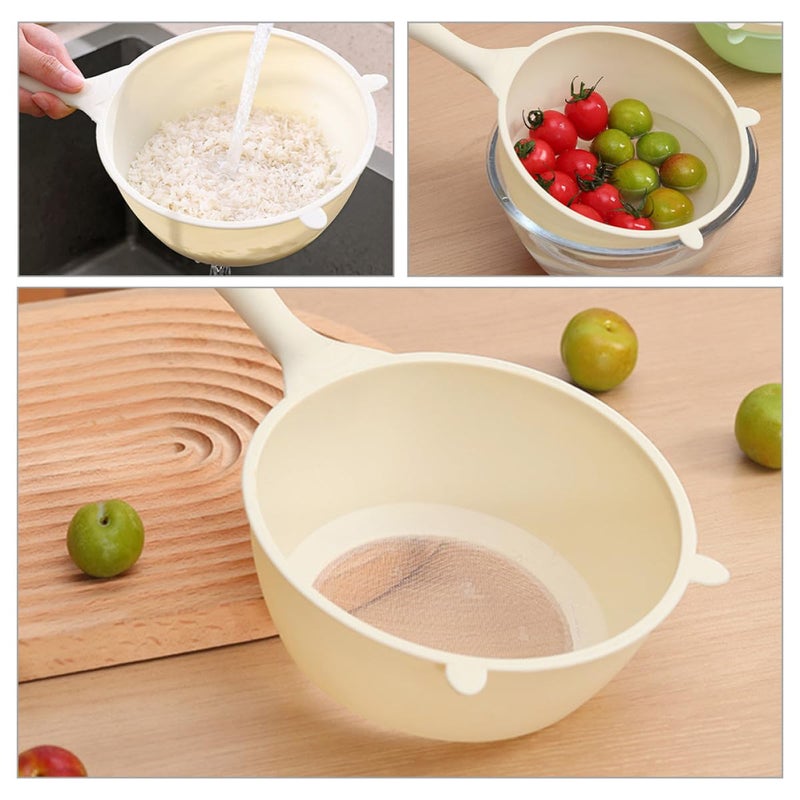 Fine Mesh Large White Plastic Kitchen Colander Basket For Rice Washing Fruit Draining - Image 4
