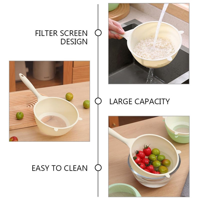 Fine Mesh Large White Plastic Kitchen Colander Basket For Rice Washing Fruit Draining - Image 3