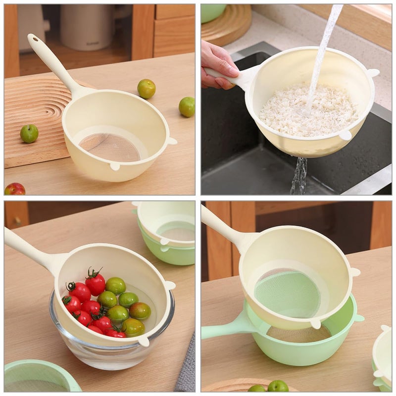 Fine Mesh Large White Plastic Kitchen Colander Basket For Rice Washing Fruit Draining - Image 5