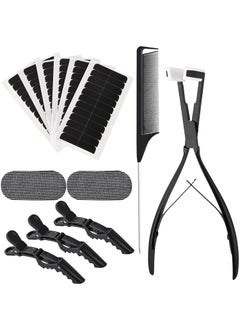 Ehdis EHDIS Hair Extensions Tools Kit Tape in Hair Sealing Pliers Flat Surface Hair Extension Tools with Double Sided Replacement Adhesive Hair Extension Tape Tabs Black 