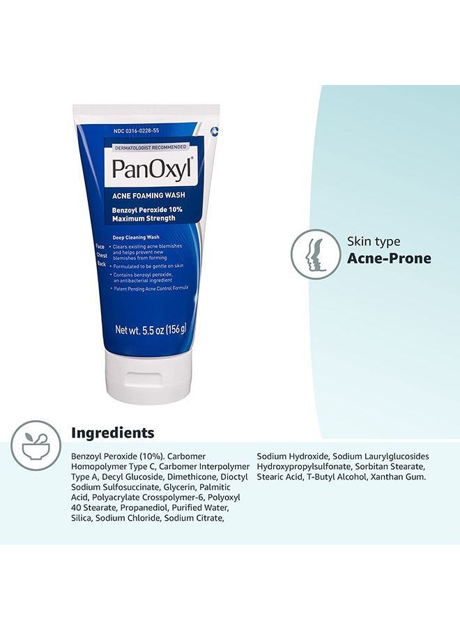 PanOxyl - Acne Foaming Wash 10% Benzoyl Peroxide  Maximum Strength 156g - Image 1